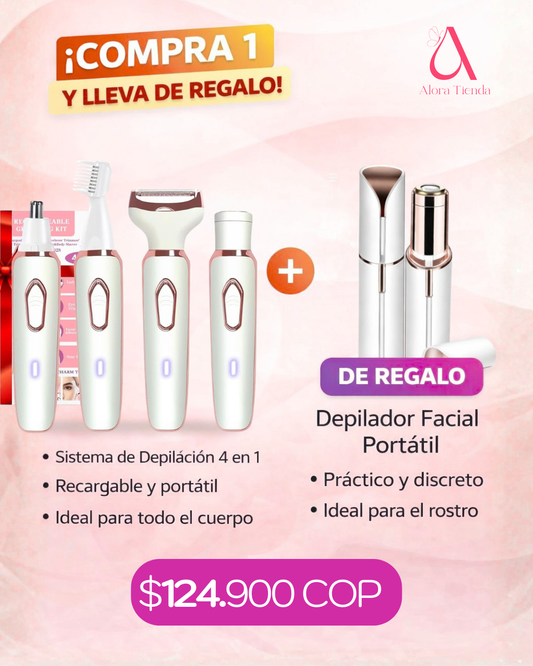 Kit Profesional de Depilación 4 en 1 + Facial Portátil GRATIS