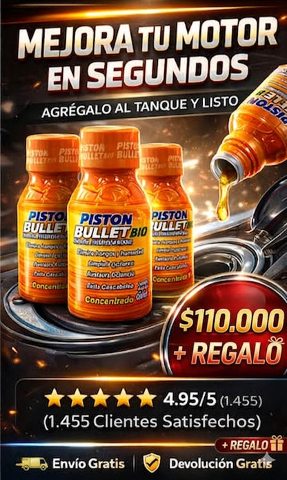 3x Aditivo Piston Bullet Para Carros y Motos + Regalo Inflador Y Sellado De Llanatas