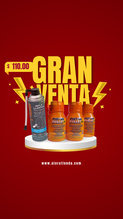 3x Aditivo Piston Bullet Para Carros y Motos + Regalo Inflador Y Sellado De Llanatas